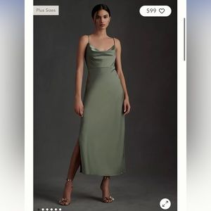 Bhldn Cali Satin Cawl Neck Midi Slip Dress